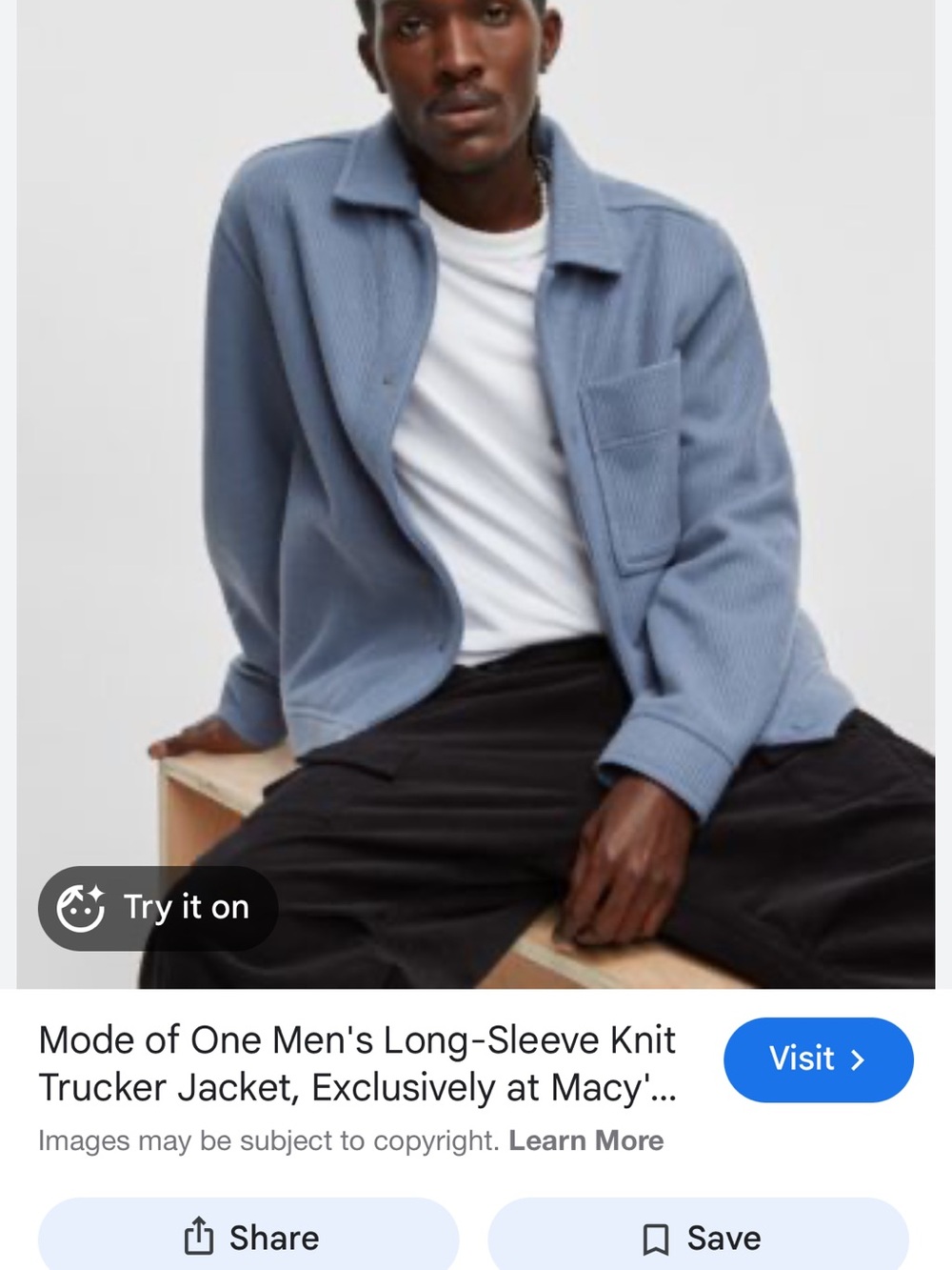 Men's Long-Sleeve Knit Trucker Jacket - Blue